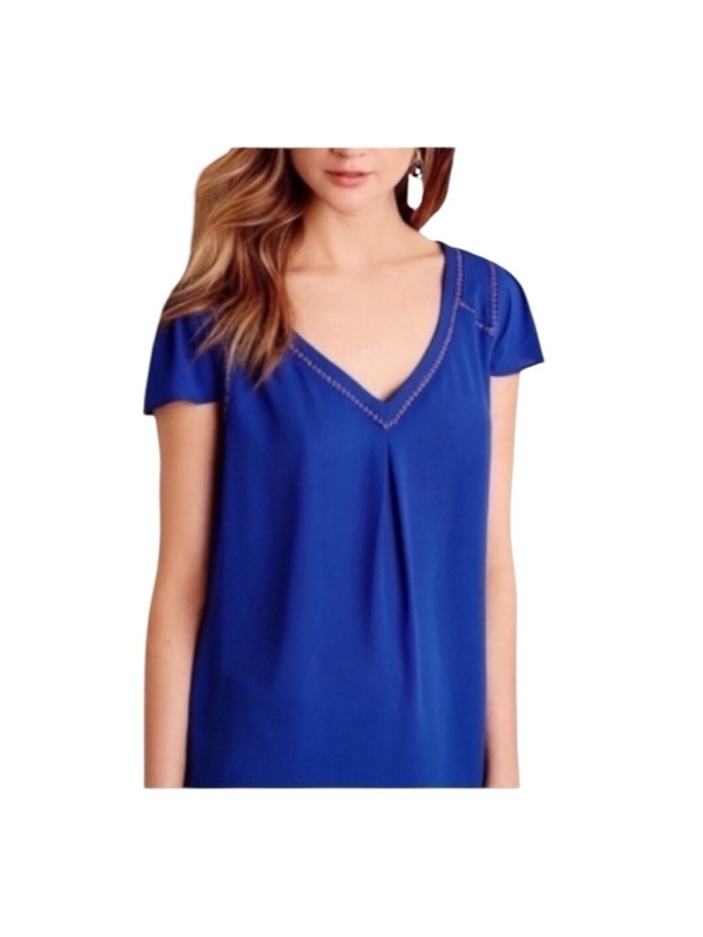 ANTHROPOLOGIE MAEVE Royal Blue Short Sleeve Blouse size 0 Boho
